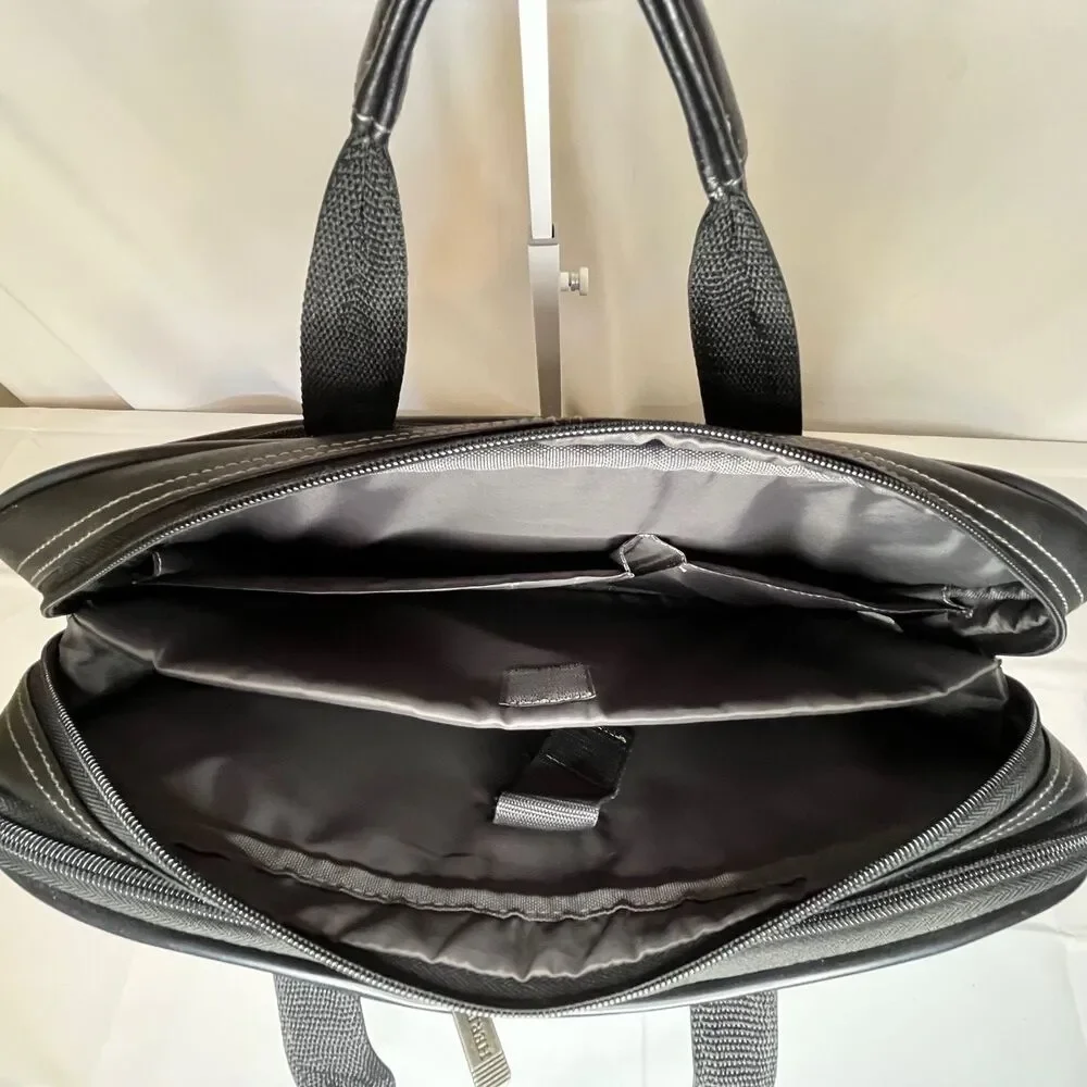 Hertitage Leather Laptop Messenger Bag Black